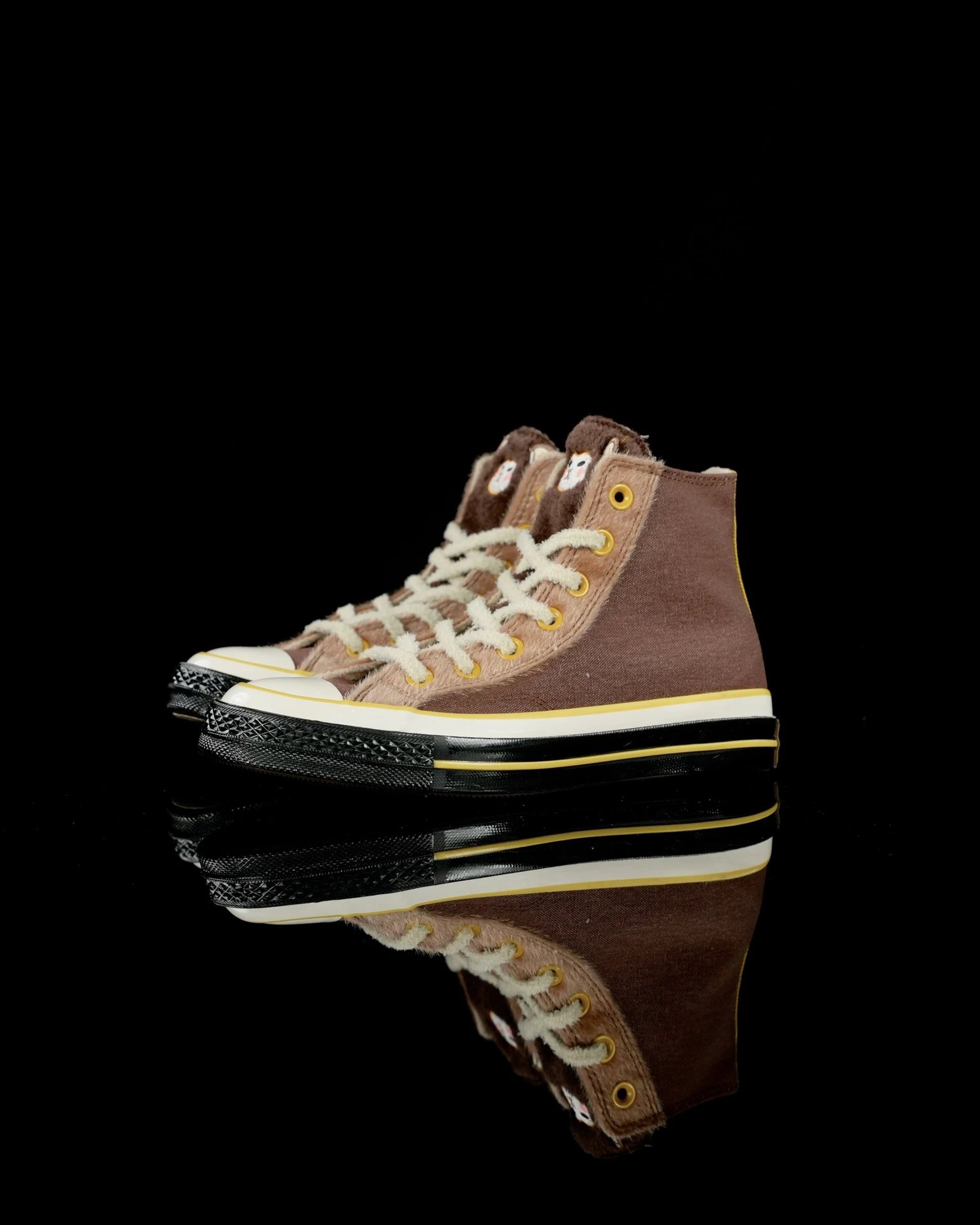 High Top Fleece Monkey Sneakers Chestnut Brown - Gallery Image 1 - Detailed View