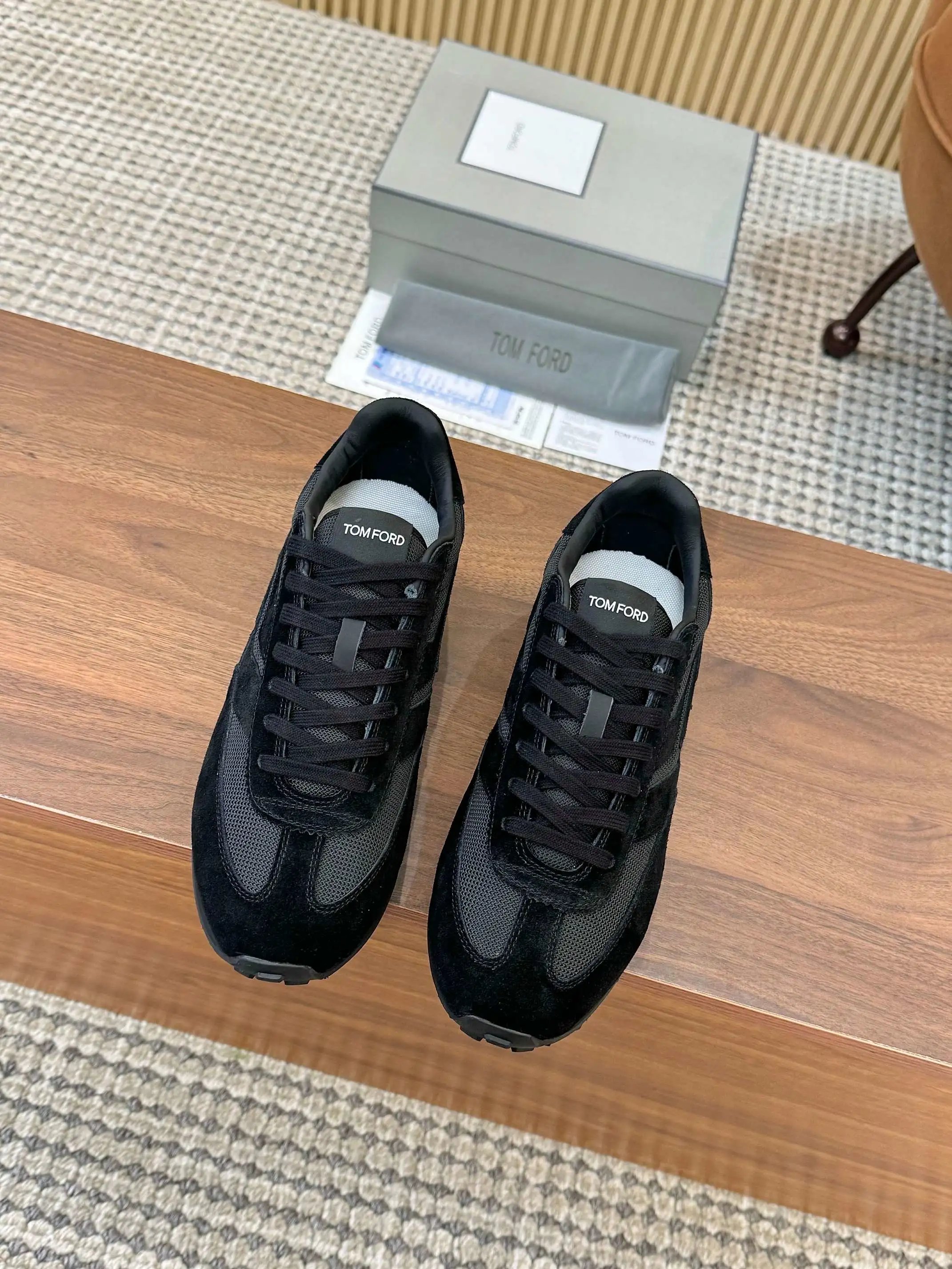 Retro Suede Mesh Low Top Sneakers Jet Black - Gallery Image 6 - Detailed View