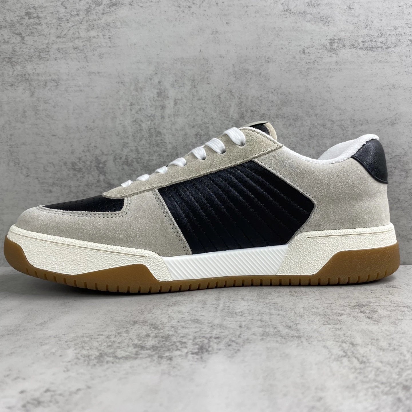 Joie de Jouer Suede Leather Sneakers Ivory Black - Gallery Image 7 - Detailed View