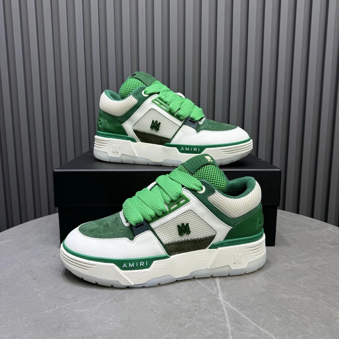 Luxury Low Top Leather Mesh Skate Sneakers Emerald Green - Gallery Image 7 - Detailed View