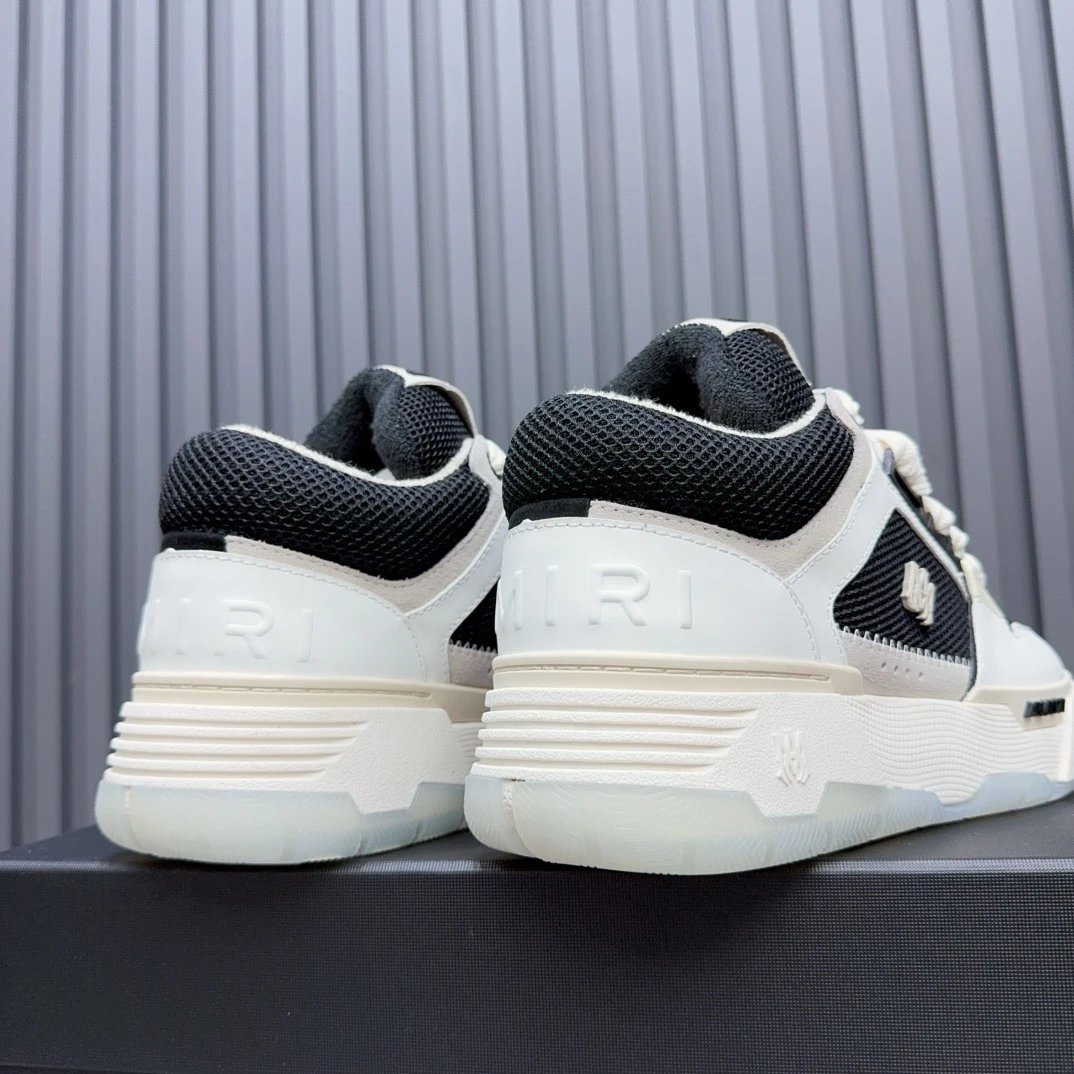 Unisex Leather Mesh Low Top Skate Shoes Ivory Black - Gallery Image 7 - Detailed View