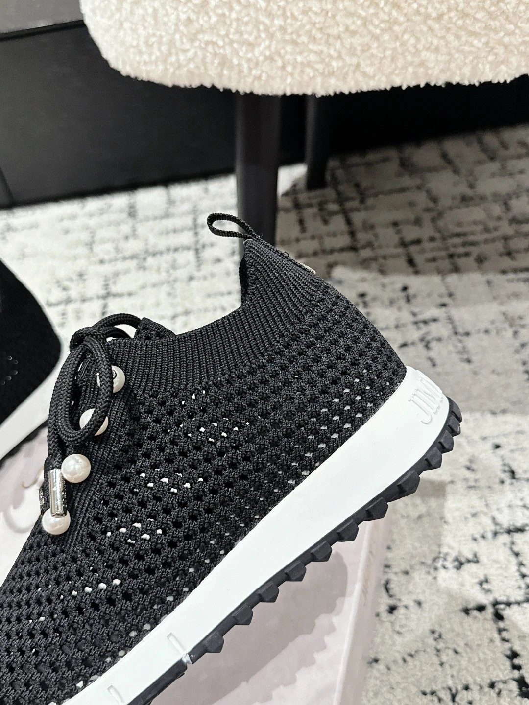 Jimmy Choo Black Knit Sneakers - Gallery Image 8 - Detailed View