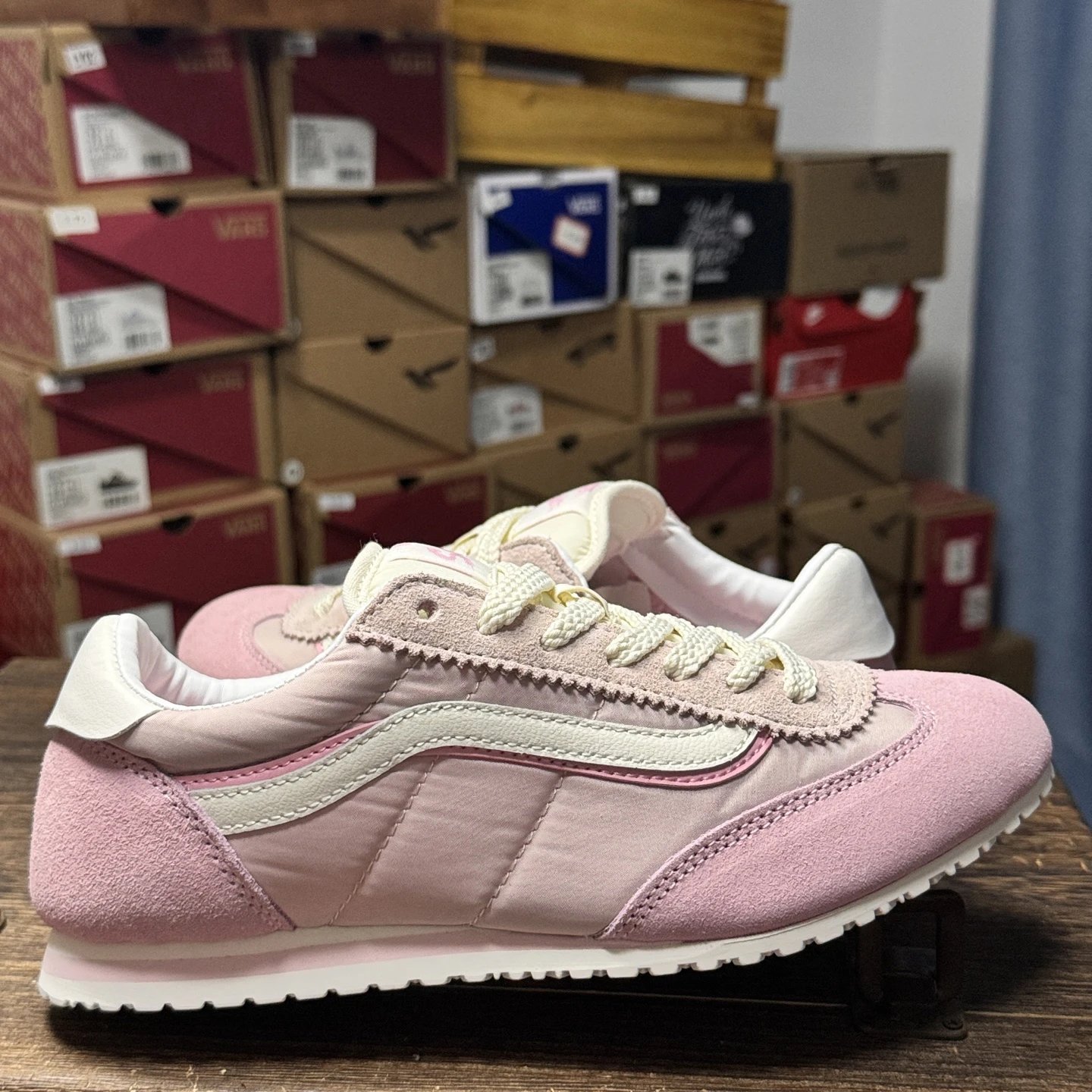 Retro Suede Nylon Low Sneakers Blush Pink - Gallery Image 2 - Detailed View