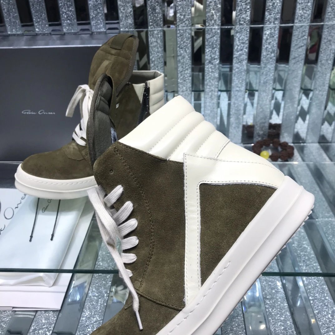 Owens Geobasket High-Top Sneakers Suede Olive - Gallery Image 5 - Detailed View