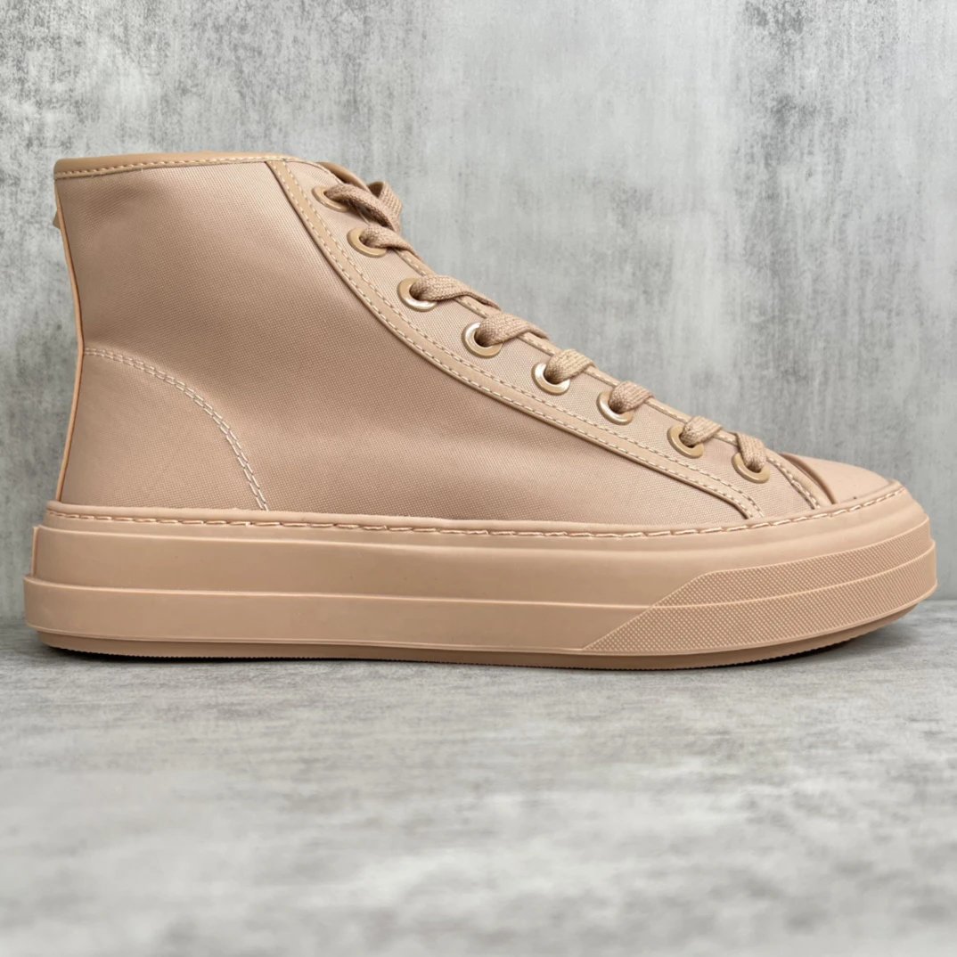 High Top Leather Sneakers Nude Beige - Gallery Image 6 - Detailed View