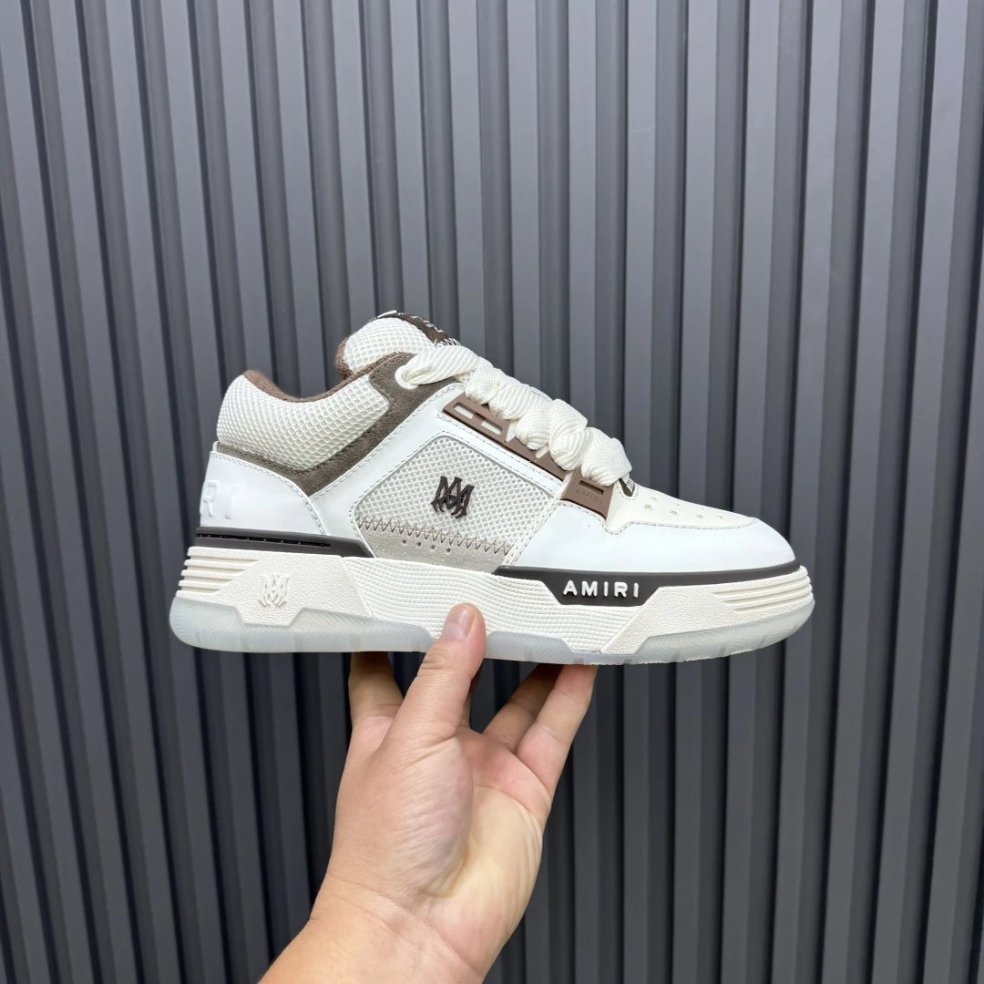 Low Top Leather Mesh Skate Shoes Ivory Mocha - Gallery Image 2 - Detailed View