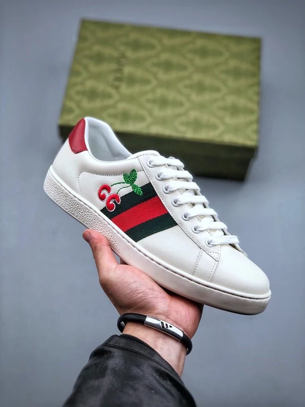 Gucci Bee White Red Sneakers Embroidered Red GG - Gucci - Cnfans - $57.42