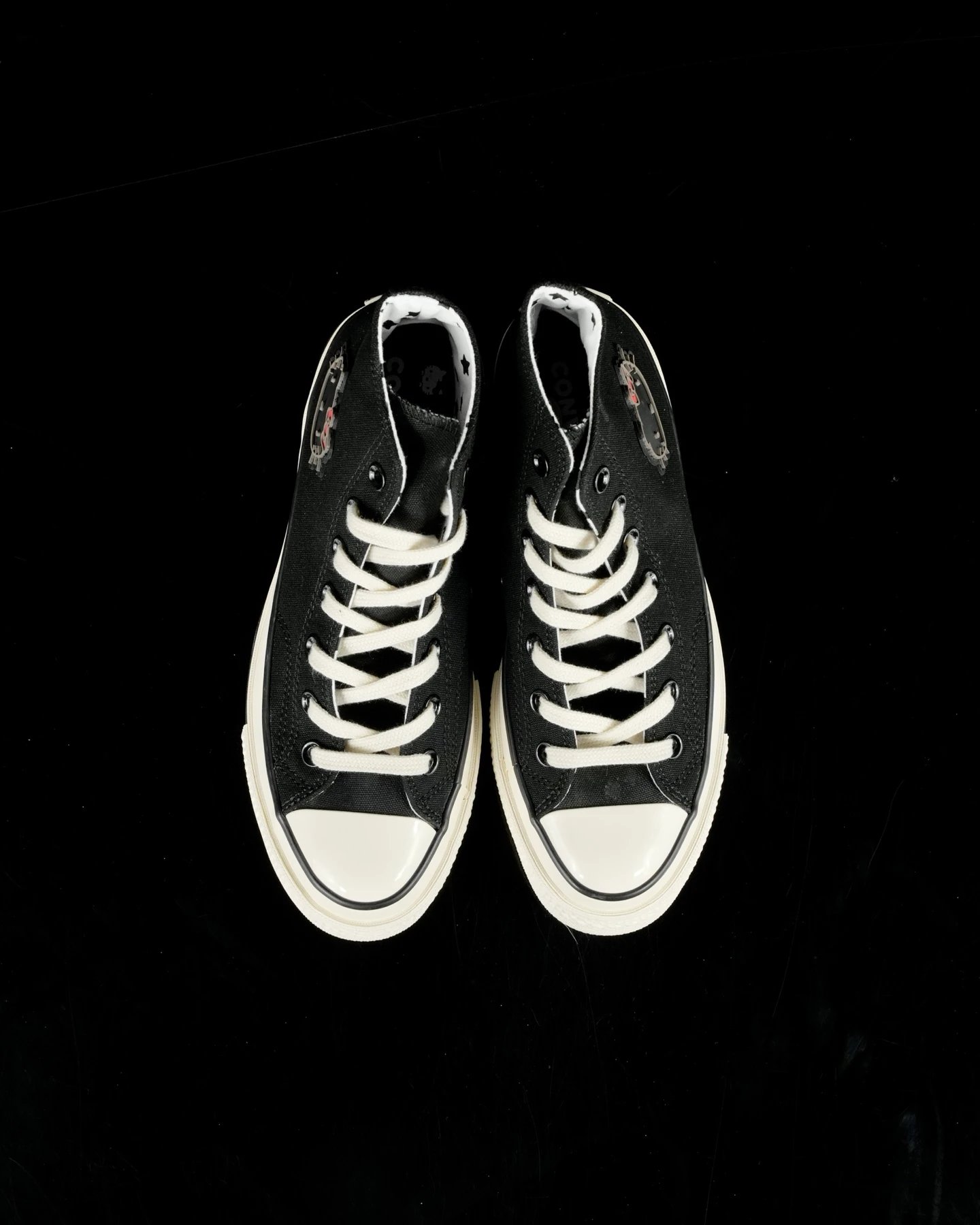 Classic Canvas High Top Sneakers Black Ivory - Gallery Image 2 - Detailed View