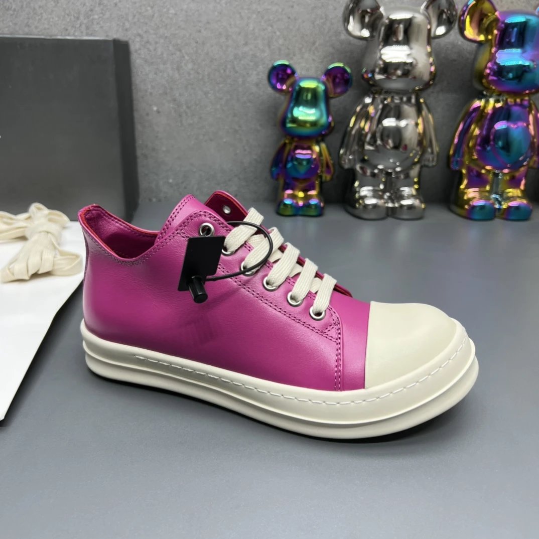 Rick Owens Leather Sneakers Purple - Gallery Image 1 - Detailed View