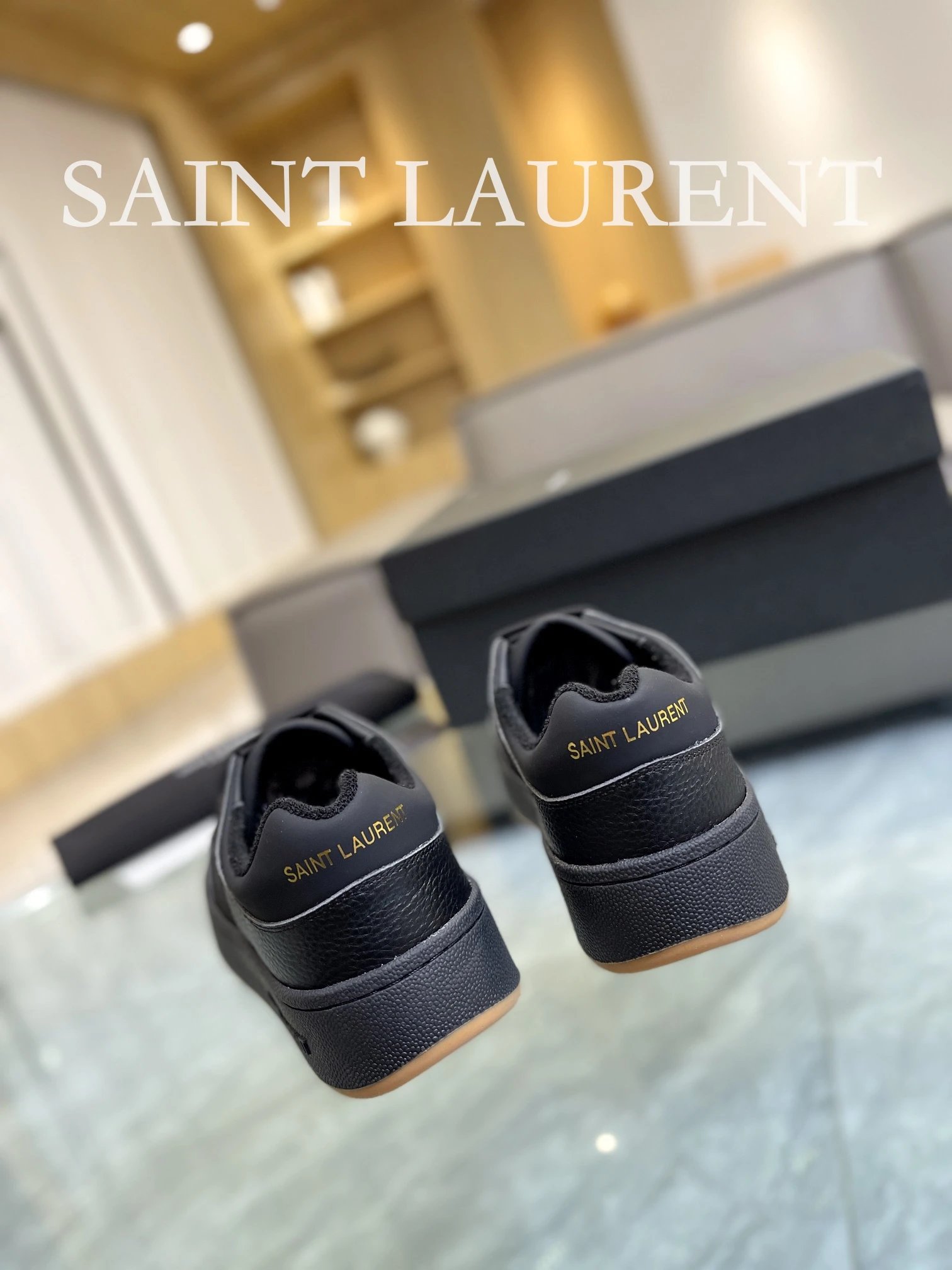 Saint Laurent Leather Sneakers Black - Gallery Image 6 - Detailed View