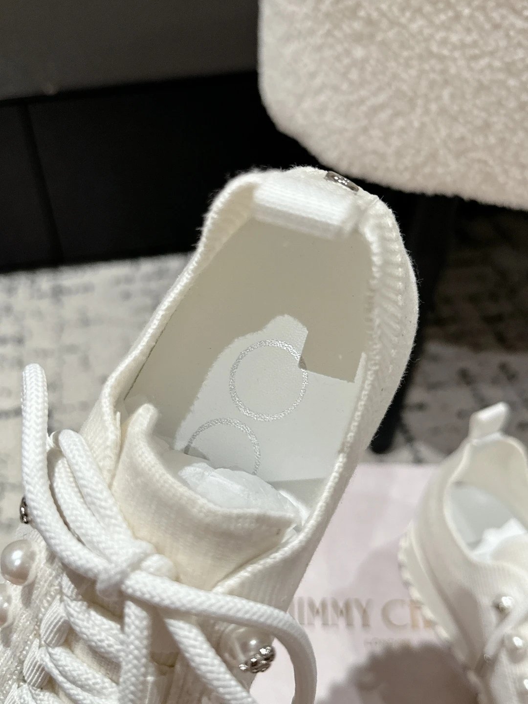 Jimmy Choo Knit Sneakers White - Gallery Image 8 - Detailed View