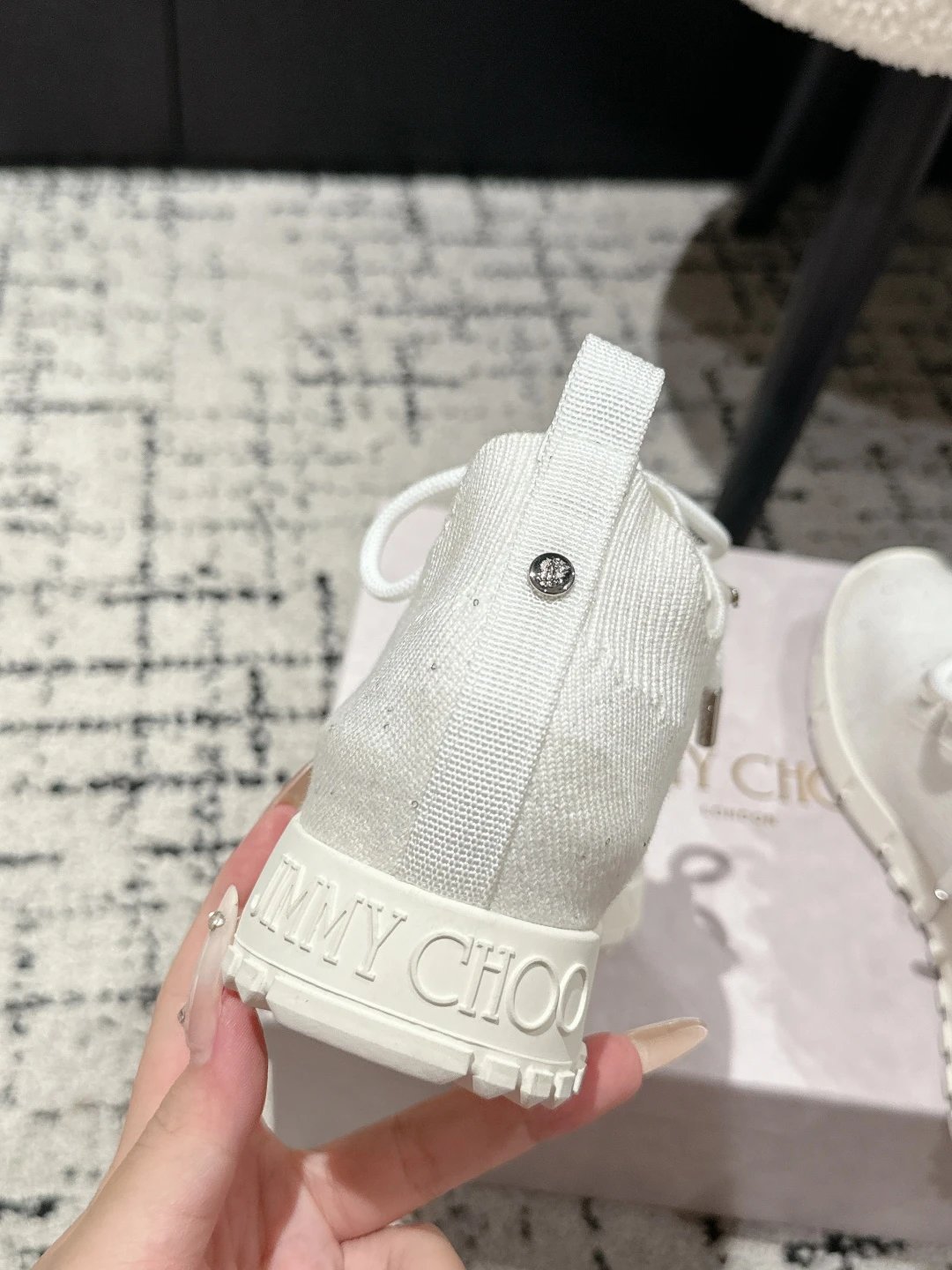 Jimmy Choo Knit Sneakers White - Gallery Image 9 - Detailed View