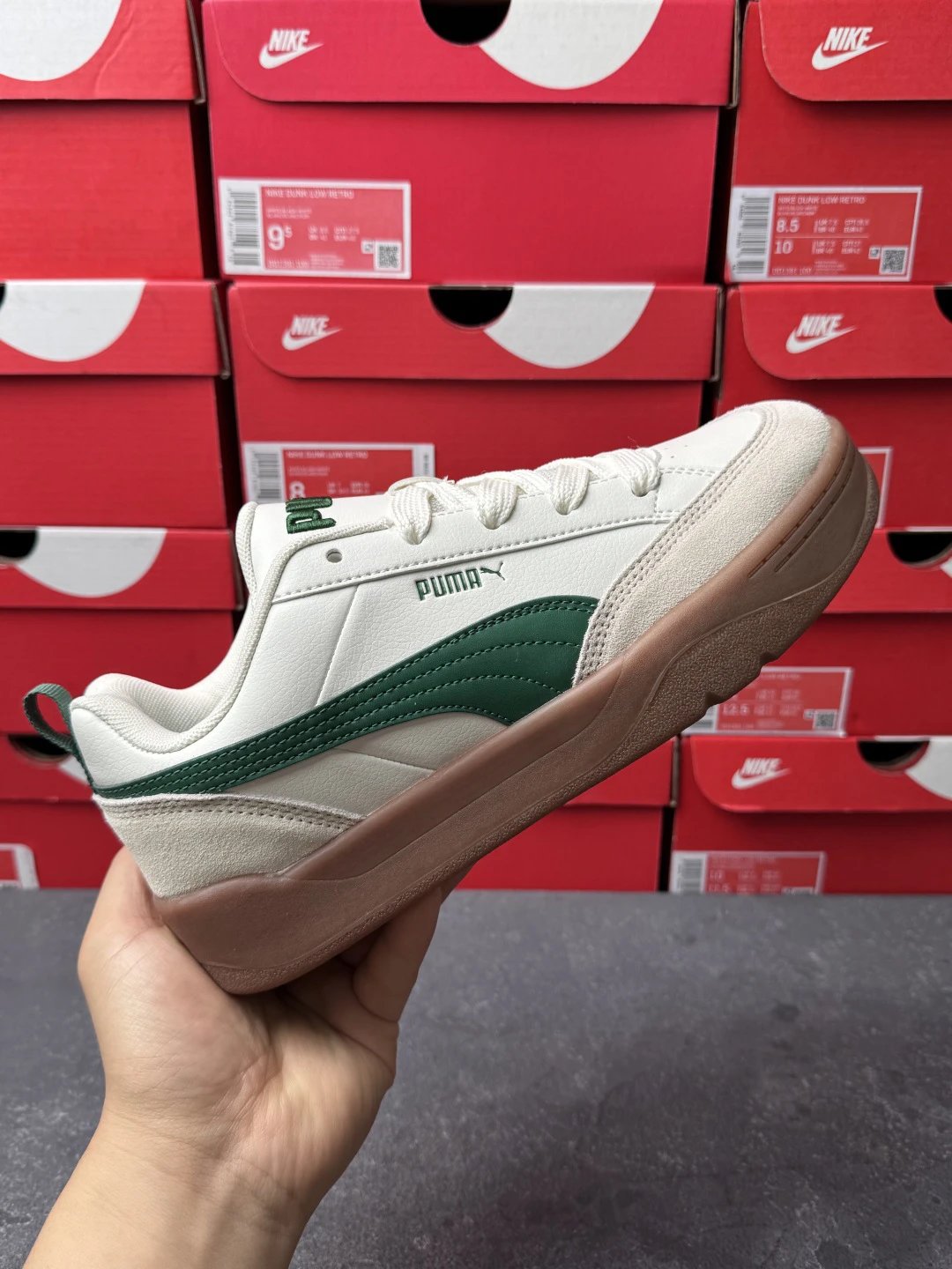 Puma Bread Sneakers White Green - Gallery Image 2 - Detailed View