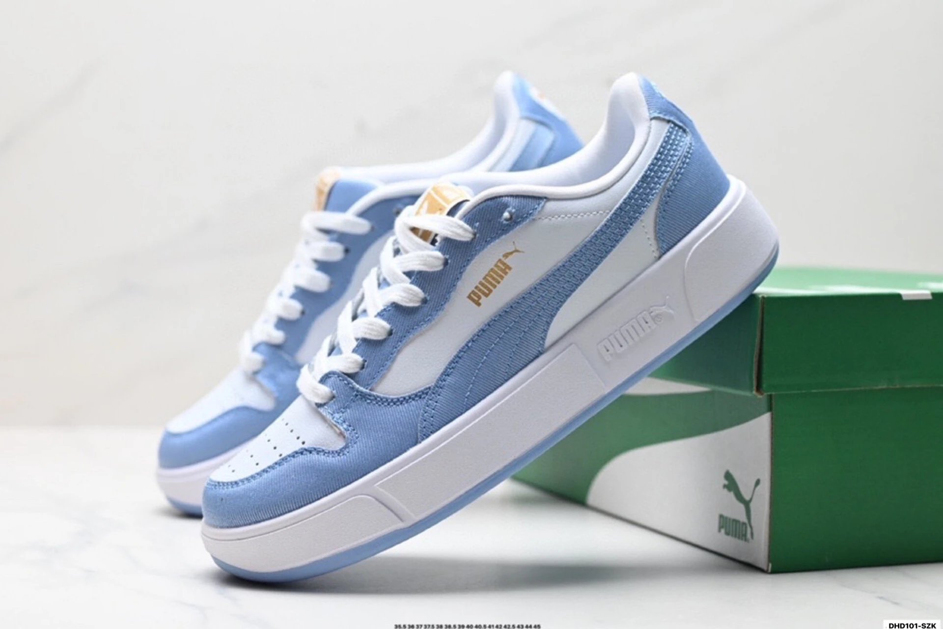 PUMA LX Court Low Denim Sneakers White Blue - Gallery Image 8 - Detailed View