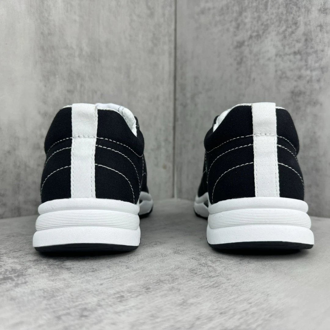 Luxury Leather Panda Sneakers Women Black Ivory - Gallery Image 5 - Detailed View