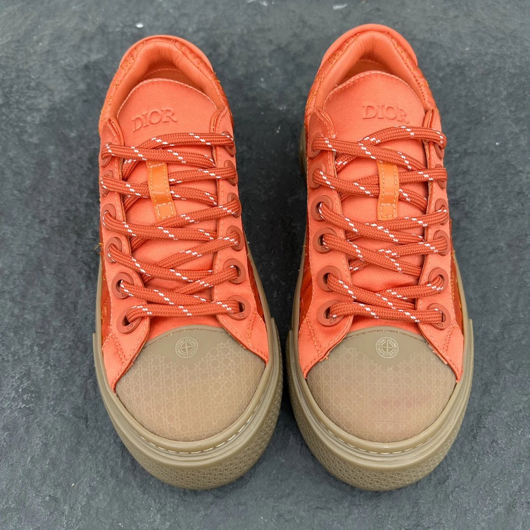 Sneakers with Oblique Print in Sunset Red - Gallery Image 3 - Detailed View