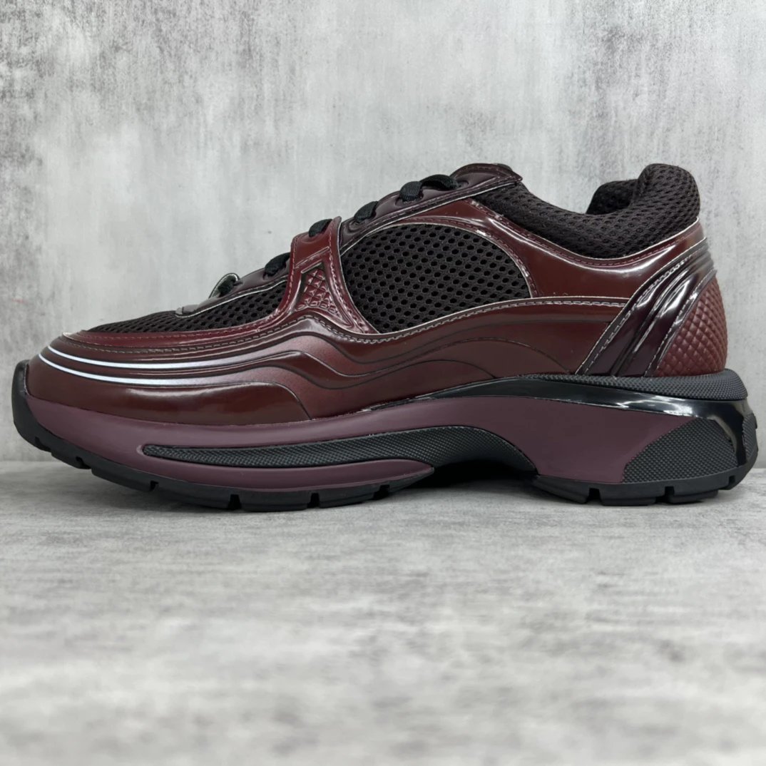 Spring Resort Leather Mesh Sneakers Burgundy - Gallery Image 7 - Detailed View