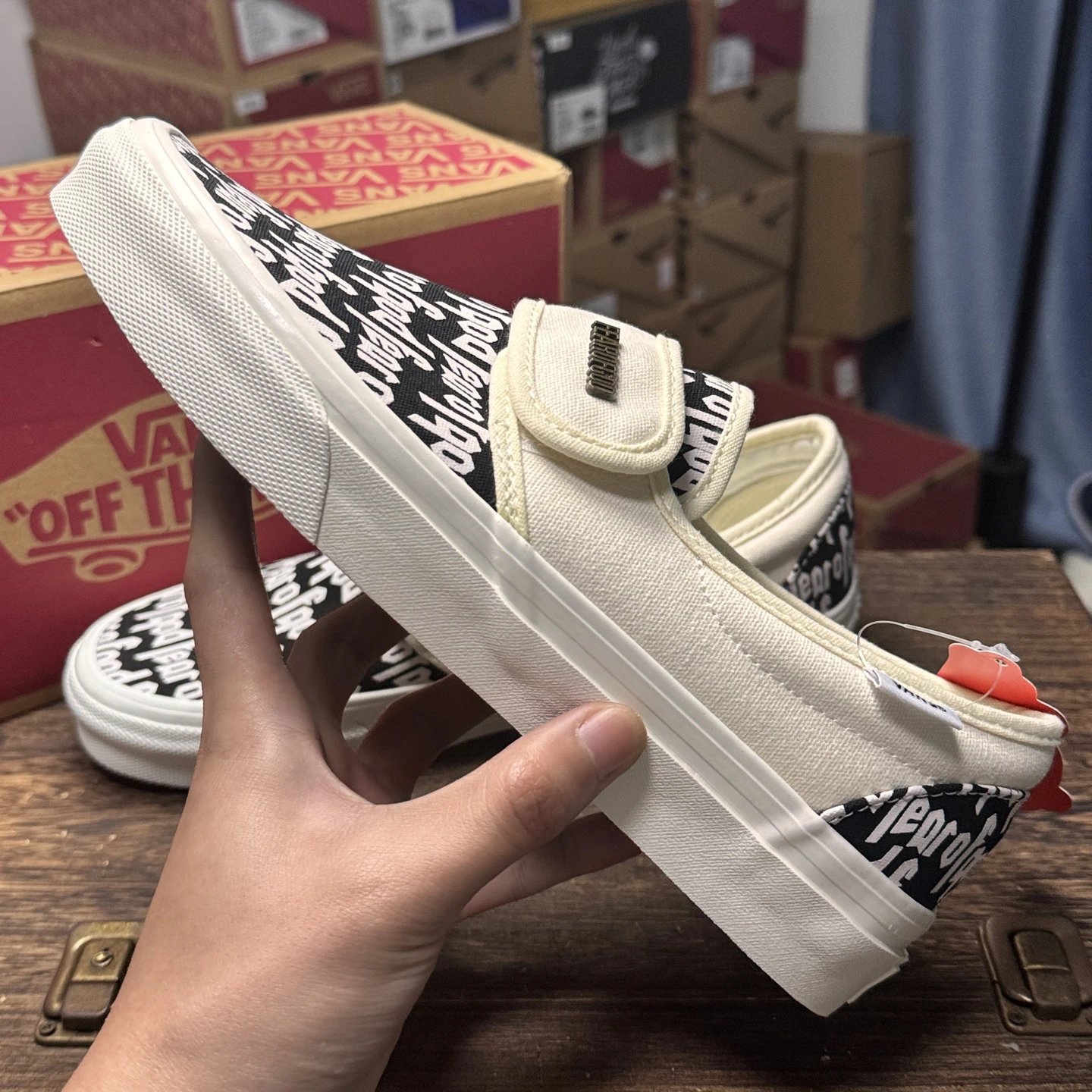 Slip On Suede Skate Shoes Ivory Black - Gallery Image 7 - Detailed View