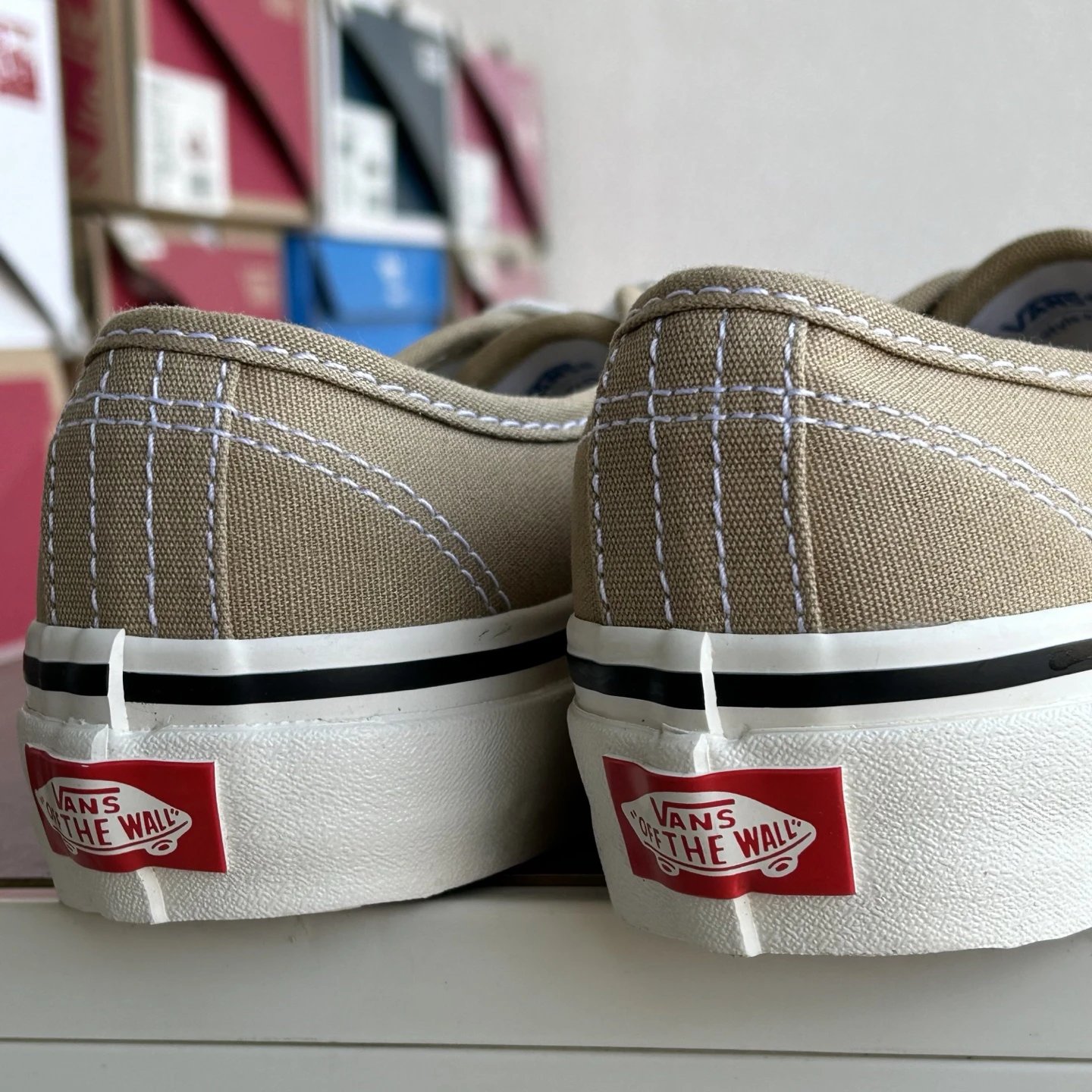 Authentic Low Top Canvas Sneakers Beige Latte - Gallery Image 6 - Detailed View
