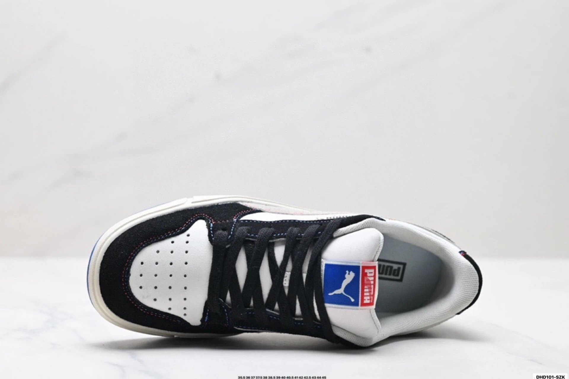 PUMA LX Court Low Denim Sneakers Black and White - Gallery Image 2 - Detailed View