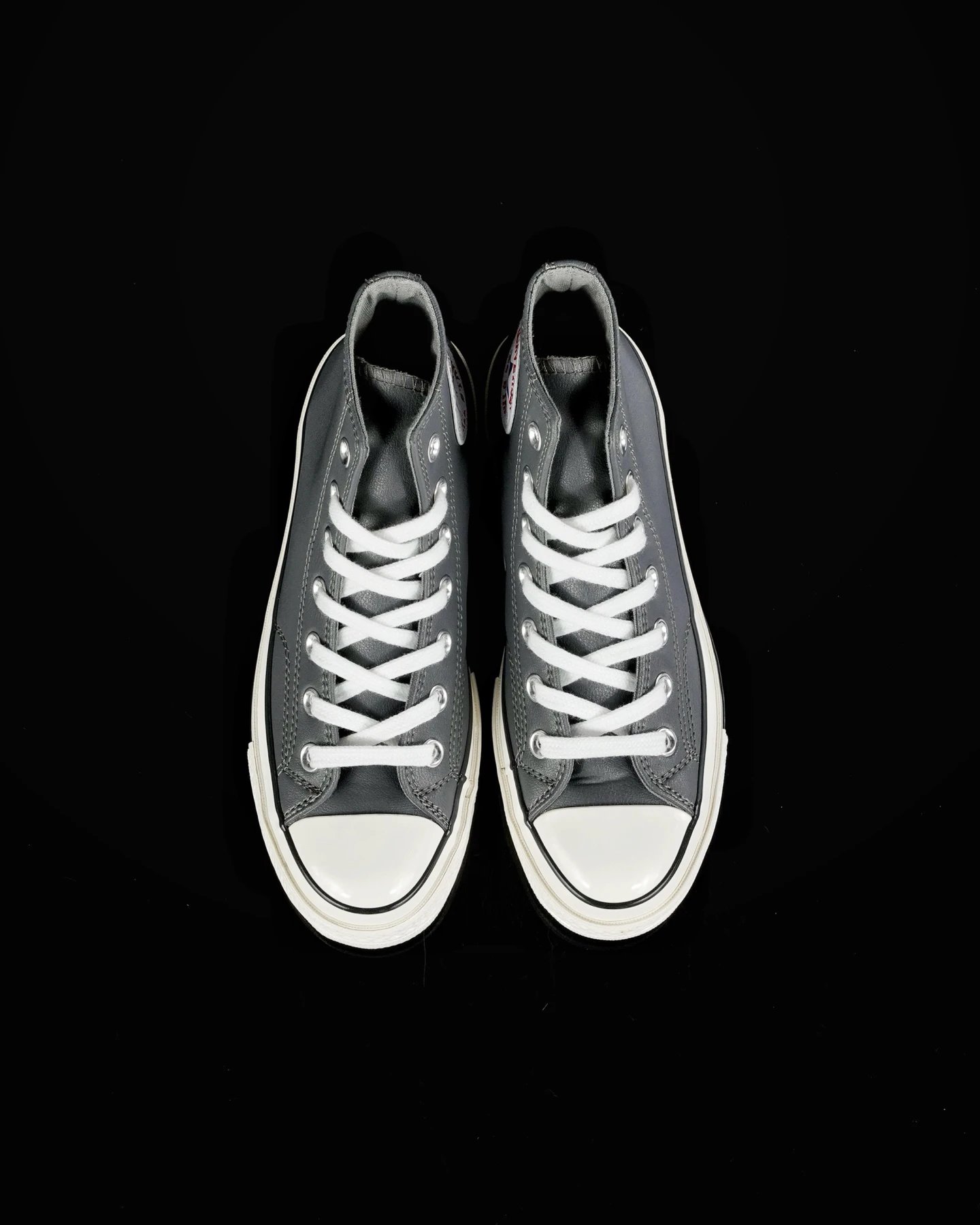 Vintage Leather High Top Sneakers Retro Gray - Gallery Image 2 - Detailed View