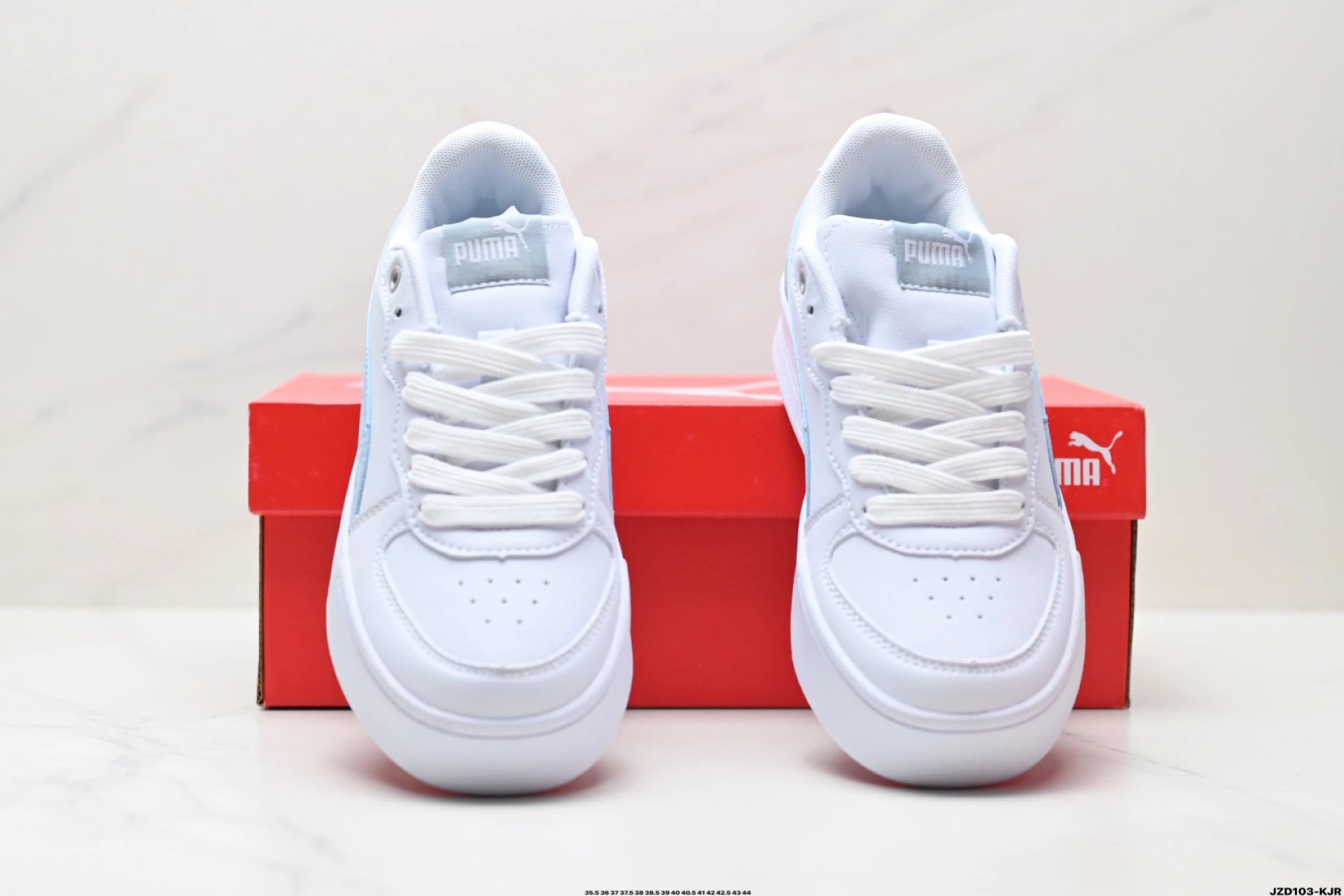 Puma Skye Leather Sneakers White Grey - Gallery Image 7 - Detailed View