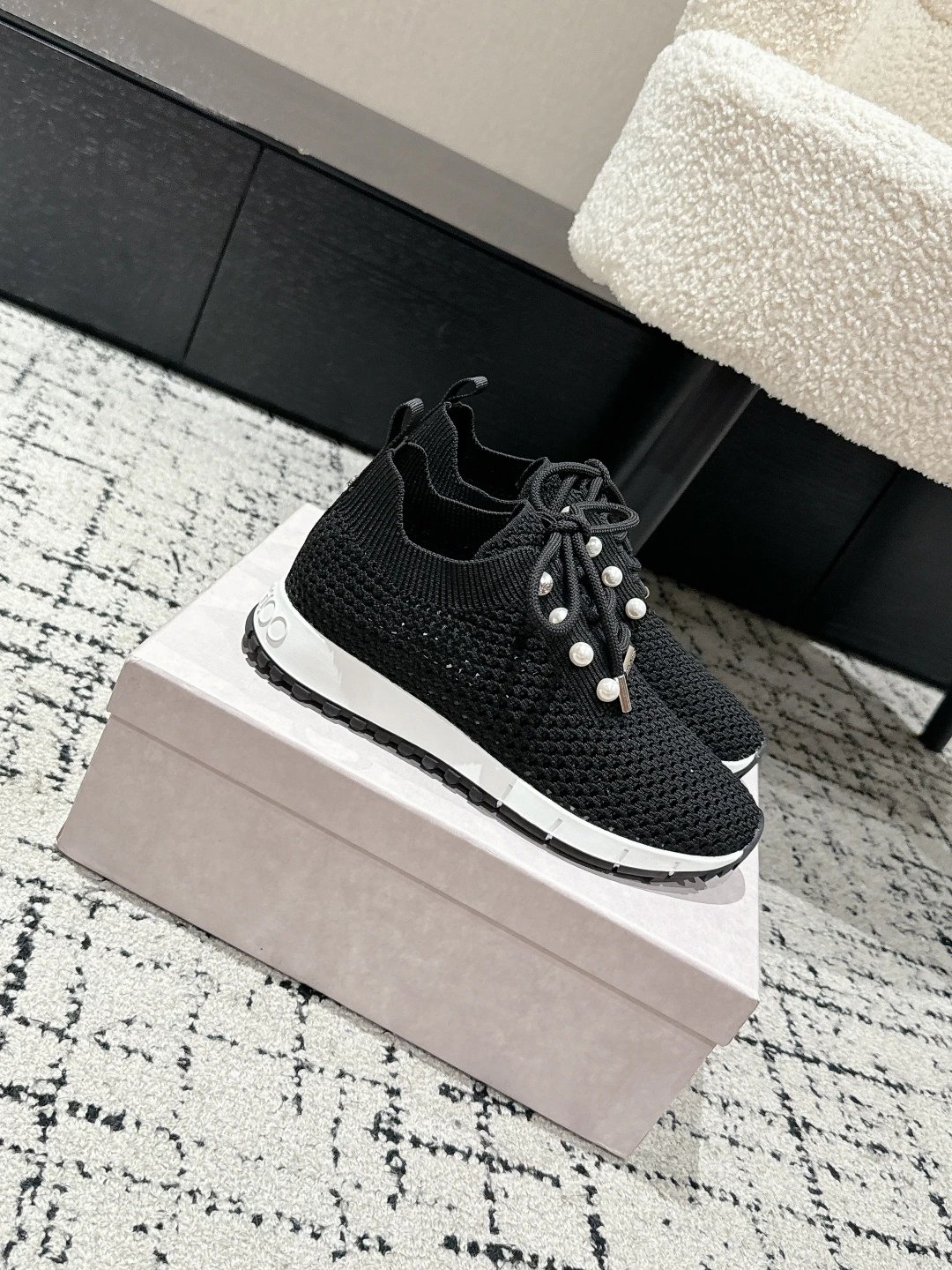 Jimmy Choo Black Knit Sneakers - High Quality Product Image - Cnfans