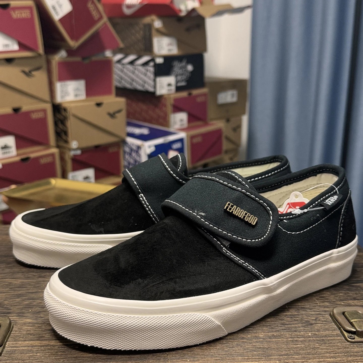 Suede Slip On Sneakers Jet Black - Gallery Image 1 - Detailed View