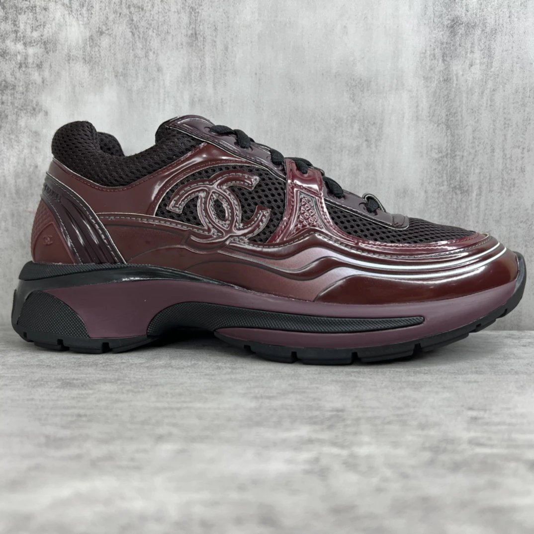 Spring Resort Leather Mesh Sneakers Burgundy - Gallery Image 6 - Detailed View