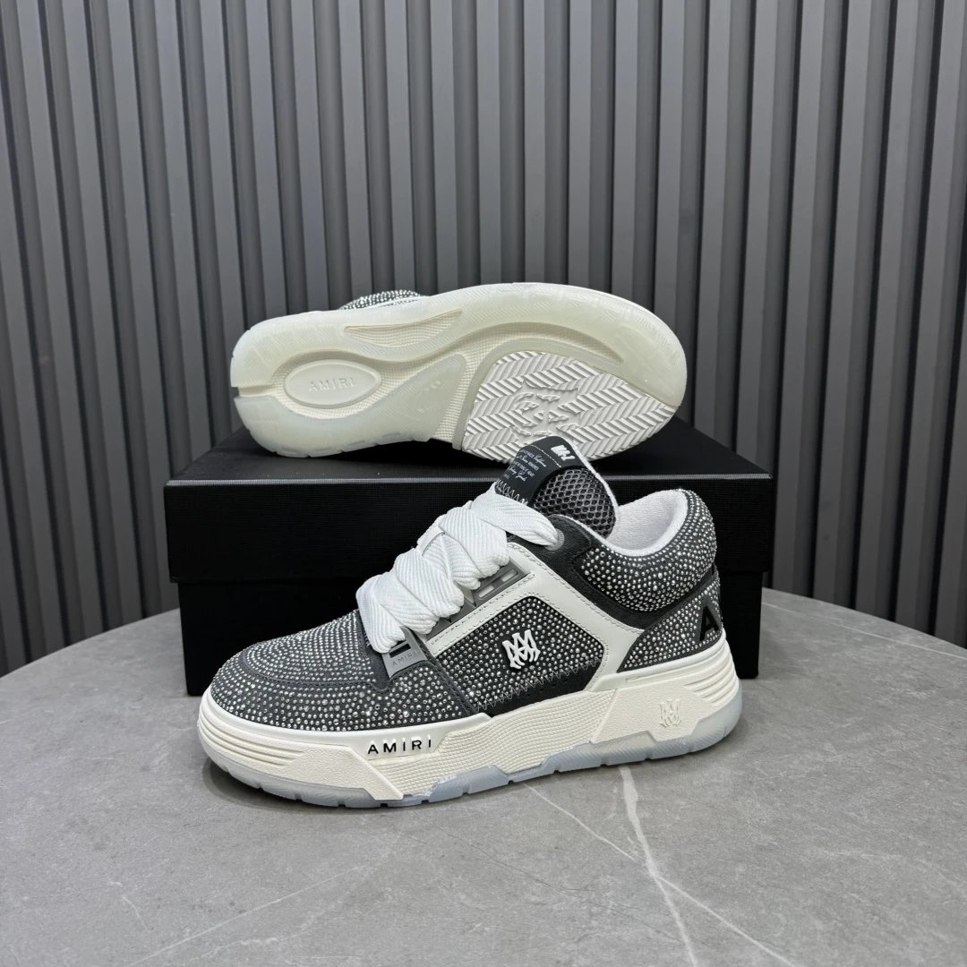 Luxury Low Top Skate Sneakers Leather Mesh Charcoal Grey - Gallery Image 8 - Detailed View