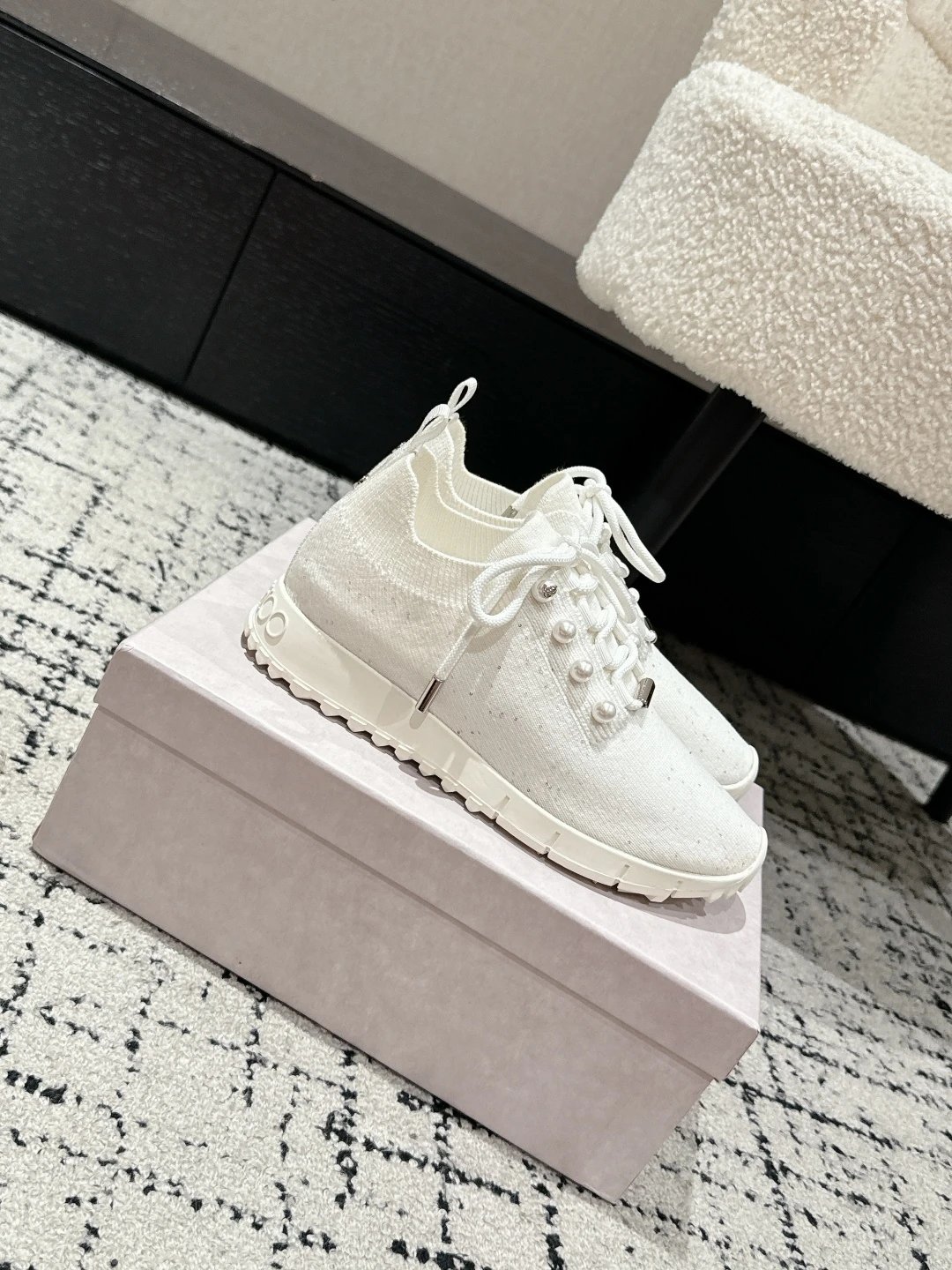 Jimmy Choo Knit Sneakers White - High Quality Product Image - Cnfans
