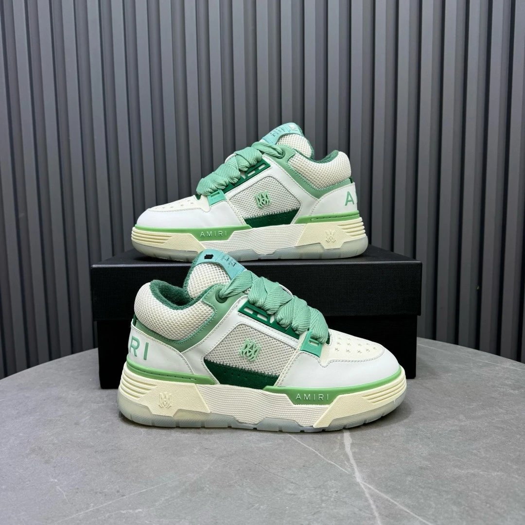 Luxury Low Top Leather Sneakers Mesh Panel Mint Green - Gallery Image 8 - Detailed View