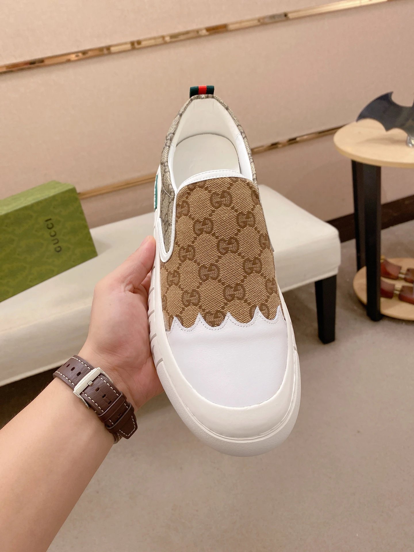 Gucci Slip-On Sneakers Brown - Gallery Image 2 - Detailed View