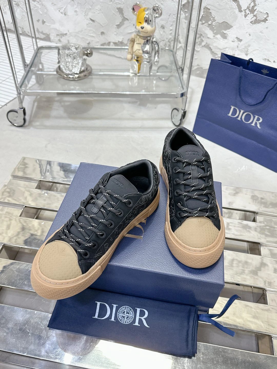 Casual Cotton Sneakers in Midnight Black - Gallery Image 2 - Detailed View