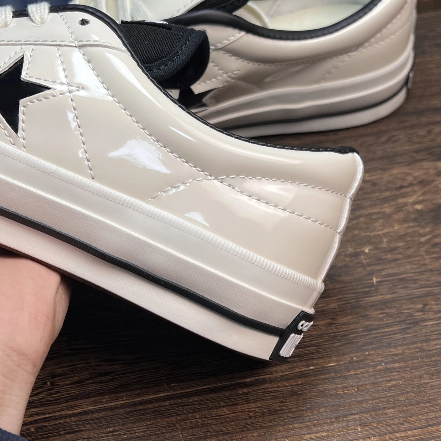 Low Top Patent Leather Skate Shoes Ivory Black - Gallery Image 6 - Detailed View