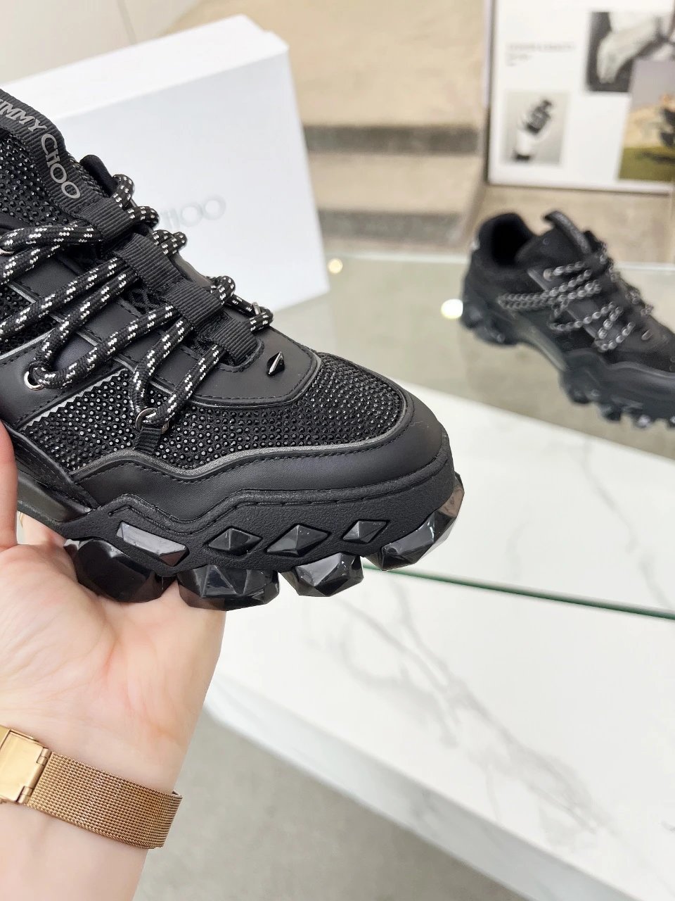 Jimmy Choo Diamond X II Sneakers Black - Gallery Image 7 - Detailed View