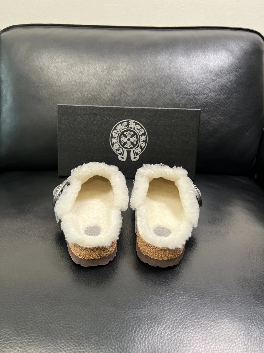 Luxury Shearling Clog in Ash Gray Suede - Gallery Image 8 - Detailed View