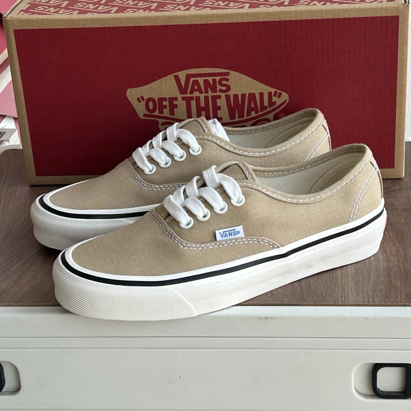Authentic Low Top Canvas Sneakers Beige Latte - Gallery Image 2 - Detailed View