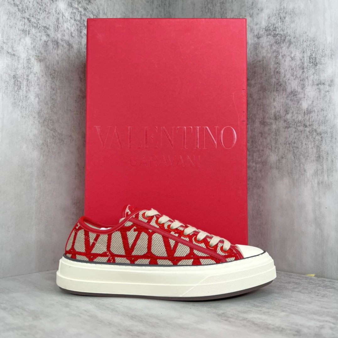 Valentino Garavani Red Low-Top Sneakers - Gallery Image 1 - Detailed View