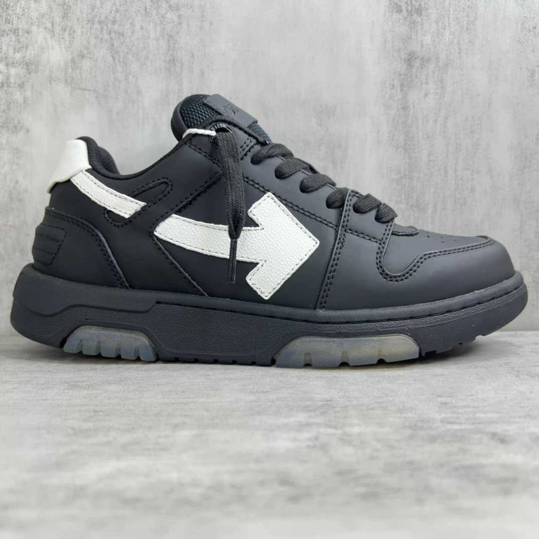 Low Top Leather Skate Sneakers Black White - Gallery Image 6 - Detailed View