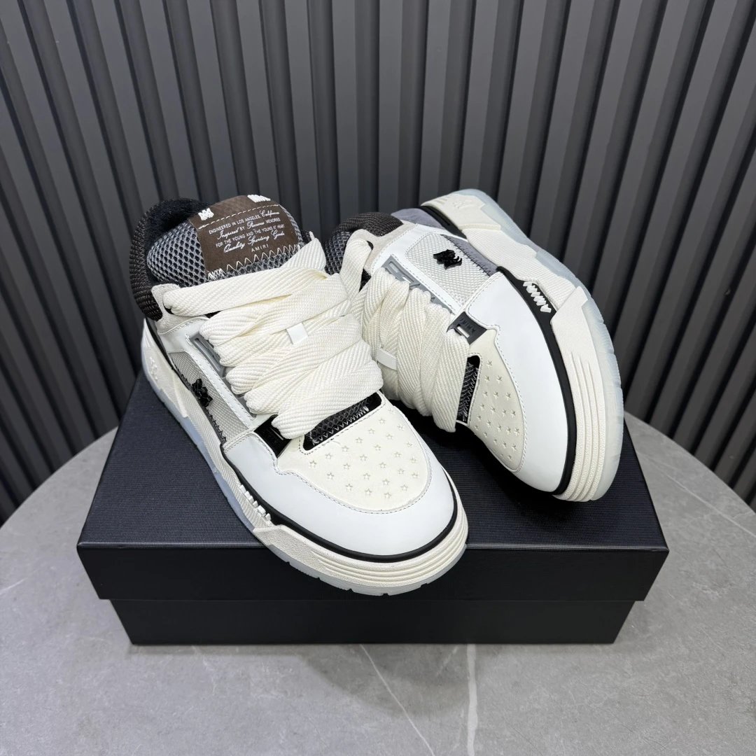 Luxury Leather Low Top Skate Sneakers Ivory Gray - Gallery Image 5 - Detailed View