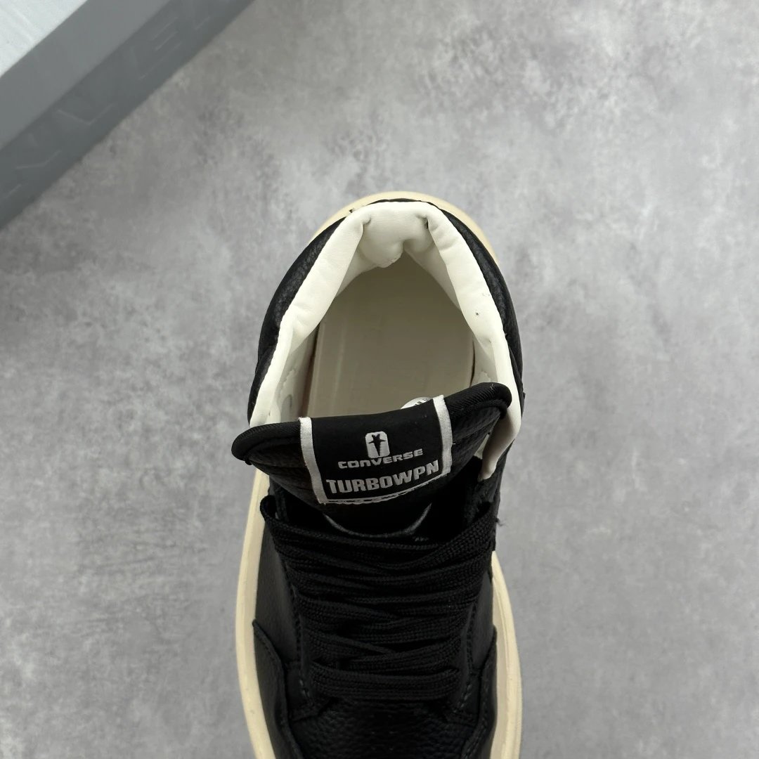 Vintage Leather High Top Sneakers Ebony Black - Gallery Image 5 - Detailed View