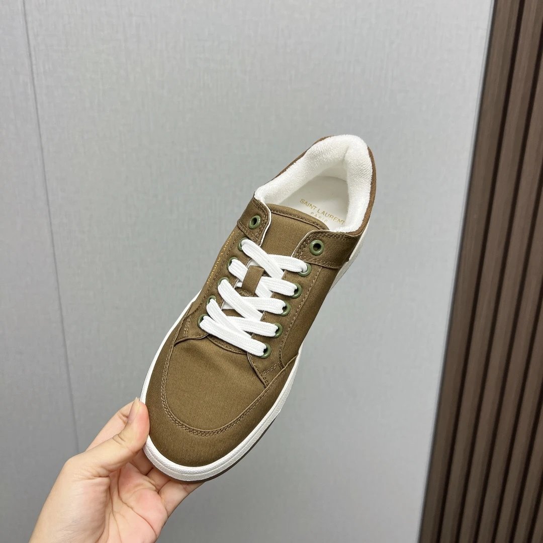 YSL Canvas Sneakers Brown - Gallery Image 6 - Detailed View