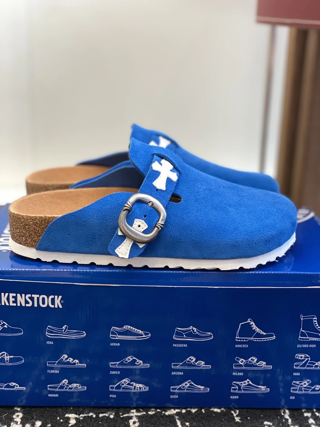 Birkenstock Chrome Heart Blue Clogs - Gallery Image 1 - Detailed View