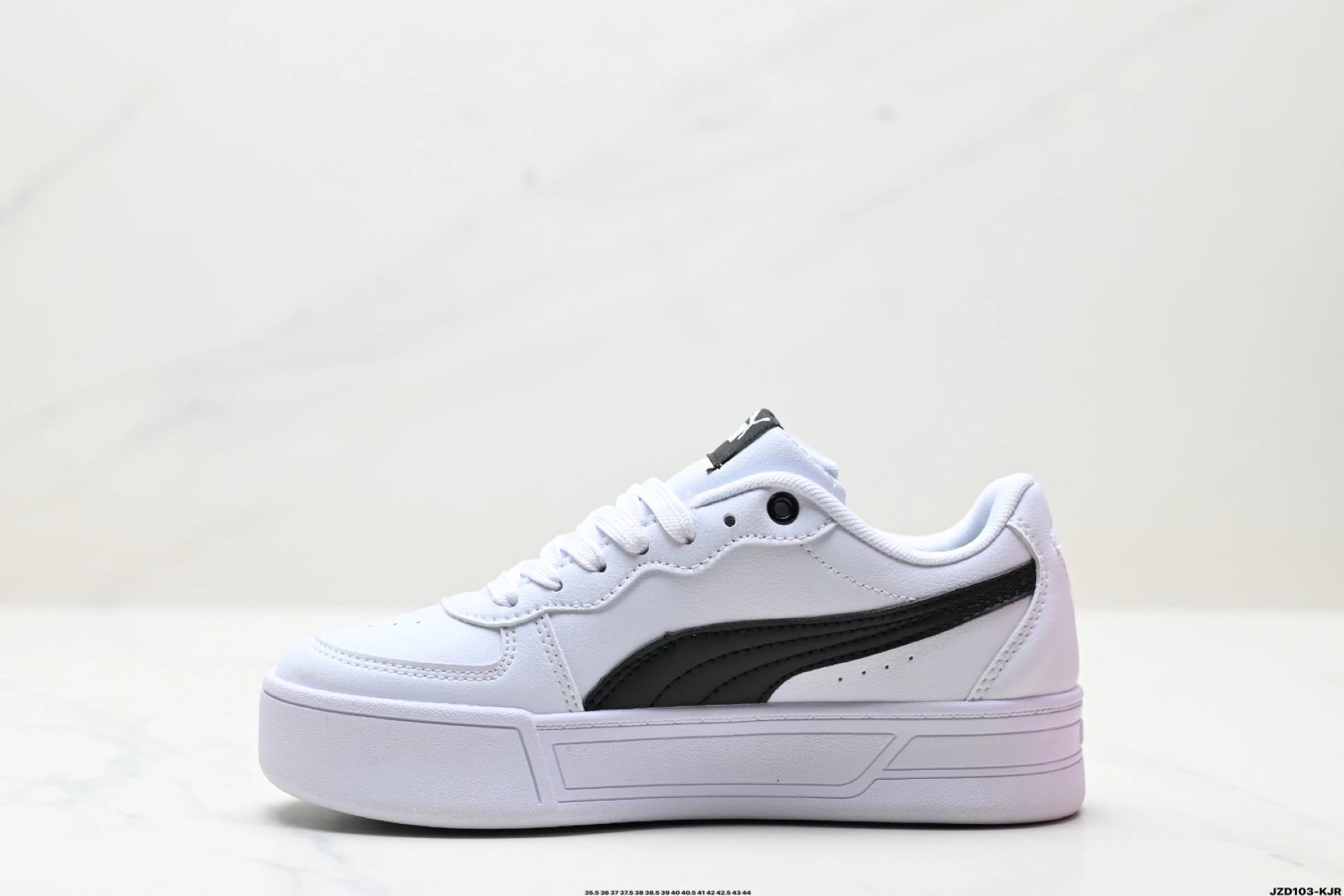 Puma Skye Leather Sneakers White Black - Gallery Image 3 - Detailed View