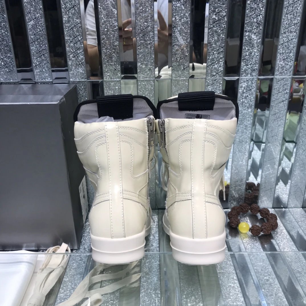 Rick Owens Geobasket Triangular High-Top Sneakers White - Gallery Image 7 - Detailed View