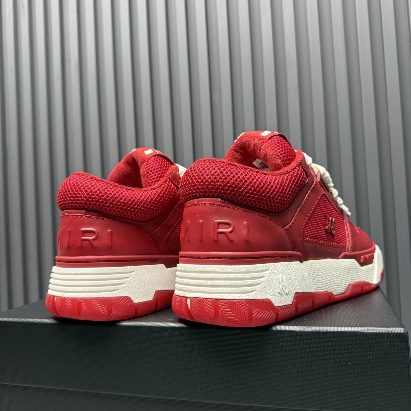 Low Top Leather Skate Sneakers Unisex Crimson Red - Gallery Image 6 - Detailed View