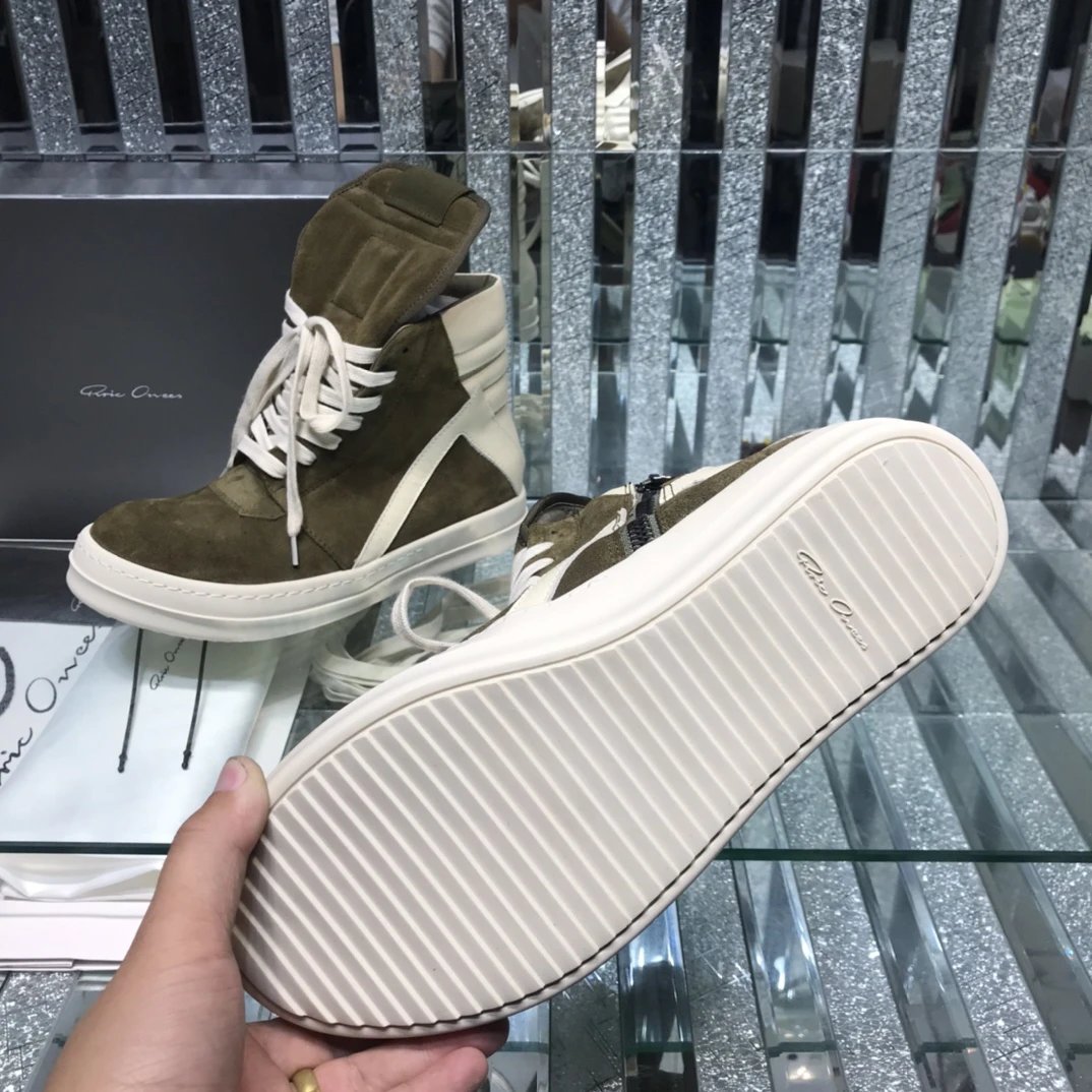 Owens Geobasket High-Top Sneakers Suede Olive - Gallery Image 8 - Detailed View