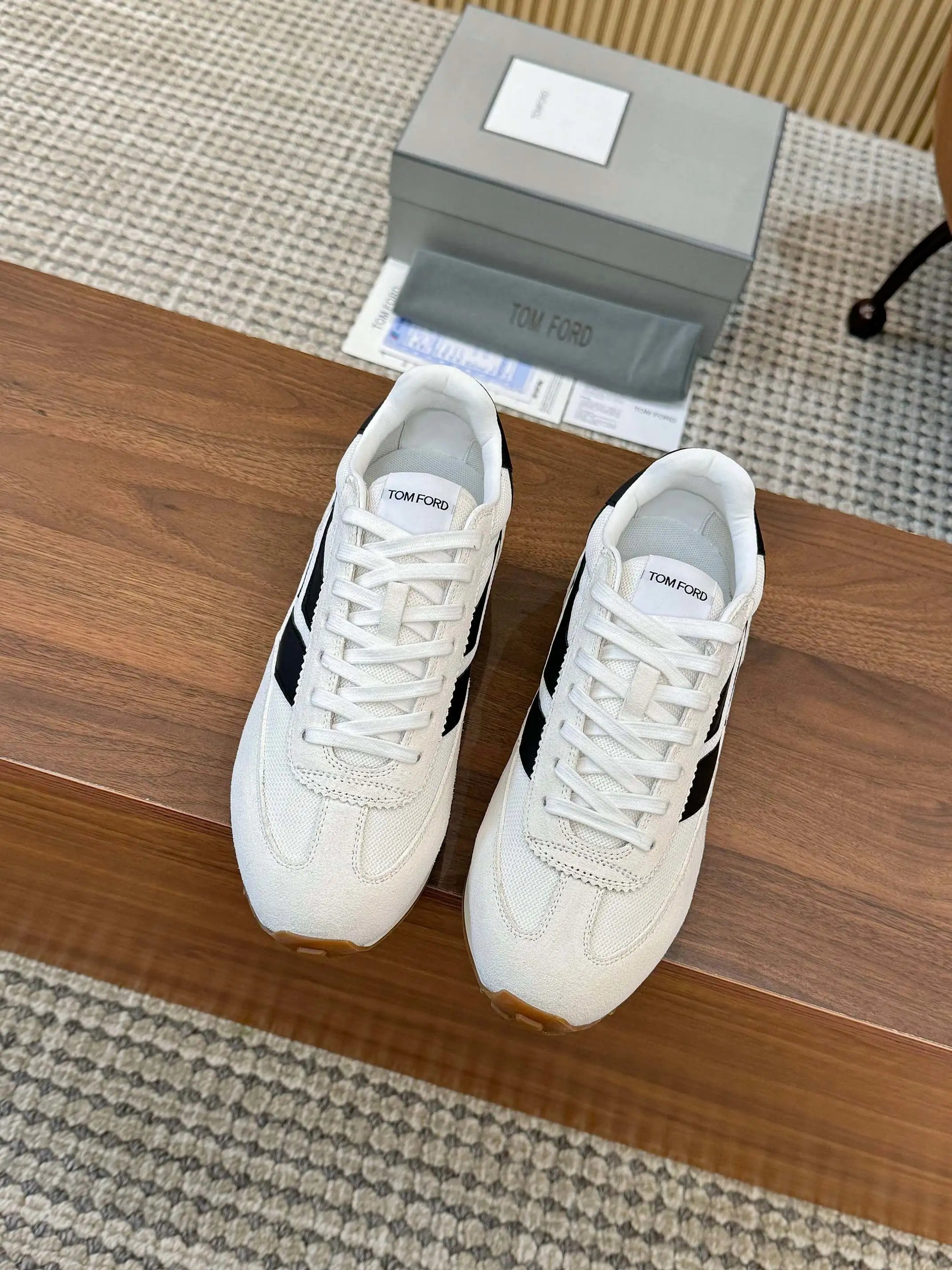 Retro Suede Mesh Sneakers Ivory Black - Gallery Image 8 - Detailed View