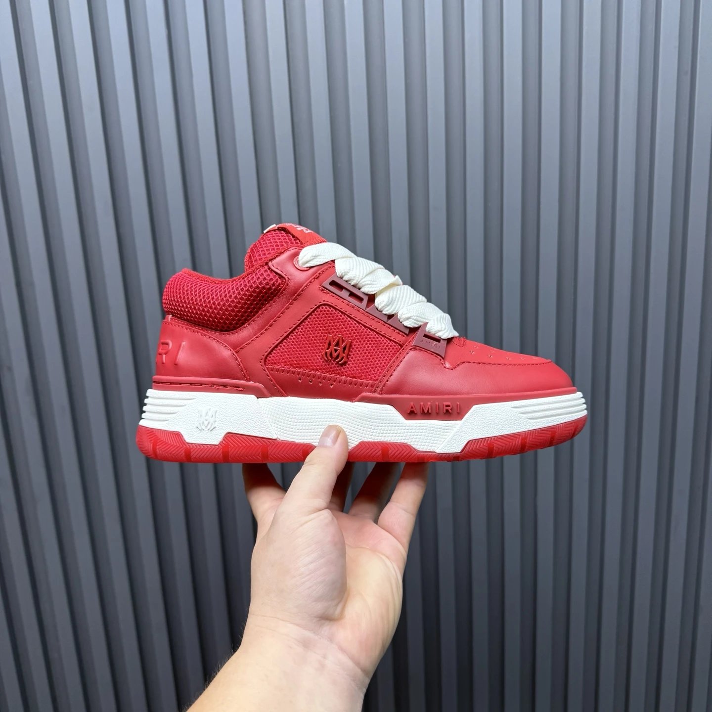 Low Top Leather Skate Sneakers Unisex Crimson Red - Gallery Image 2 - Detailed View